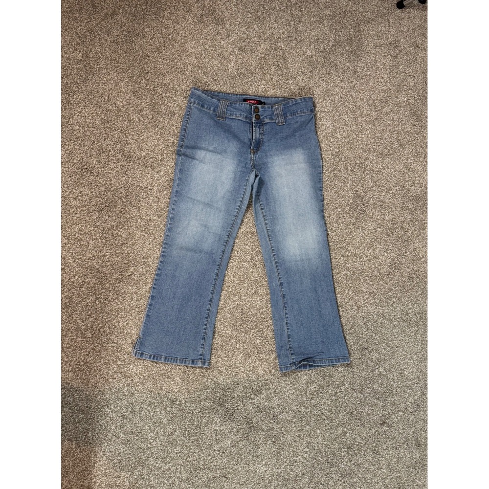 Vintage Y2K Angel Made in America Womens Medium Wash Cropped Flare Jeans Size L